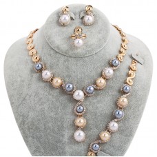 18K Gold Plated Grey Pearl Set